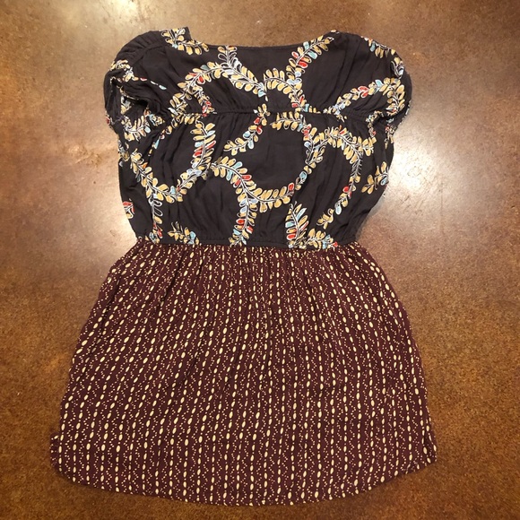 Free People Cap-Sleeve Baby Doll Waist Floral Print Top Sz S - Picture 2 of 12